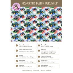 Pre-Order Traktor Farm Bunt – Stoffdesign von Berlishop – 10 Stoffe zur Auswahl – Meterware