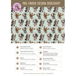 Pre-Order Königlicher Dackel Hunde  Stoff Vintage Mint – Stoffdesign von Berlishop– 10 Stoffe zur Auswahl – Meterware