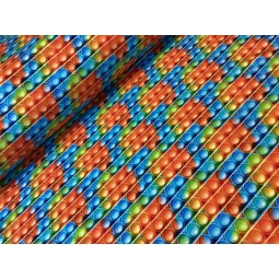 French Terry Sommersweat Pop It Stoff Fidget Bunt Blau Orange Grün - 180 cm Überbreite – 240g/m²