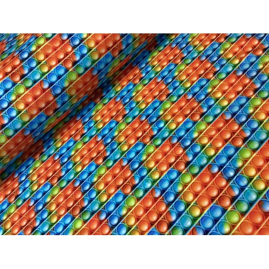 French Terry Sommersweat Pop It Stoff Fidget Bunt Blau Orange Grün - 180 cm Überbreite – 240g/m²