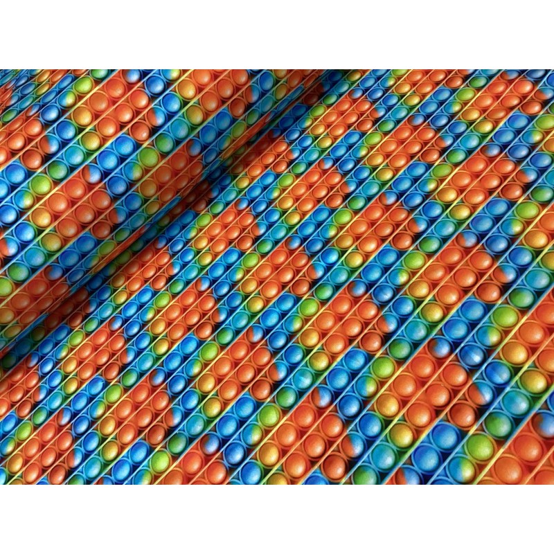 French Terry Sommersweat Pop It Stoff Fidget Bunt Blau Orange Grün - 180 cm Überbreite – 240g/m²