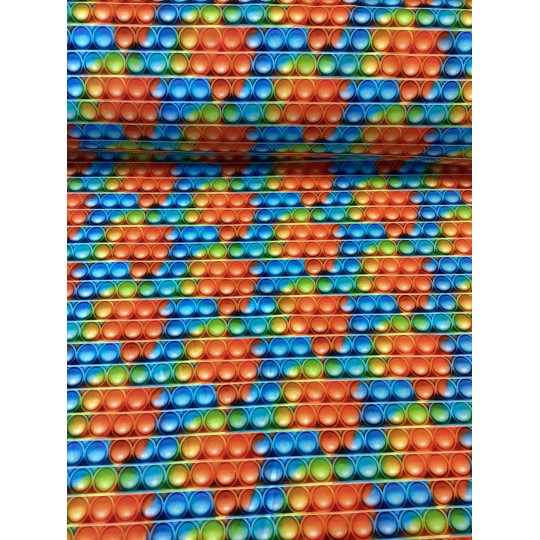 French Terry Sommersweat Pop It Stoff Fidget Bunt Blau Orange Grün - 180 cm Überbreite – 240g/m²