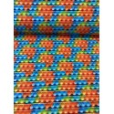 French Terry Sommersweat Pop It Stoff Fidget Bunt Blau Orange Grün - 180 cm Überbreite – 240g/m²