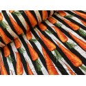 French Terry Sommersweat Karotten Stoff Schwarz Weiß Orange- 180 cm – 240g/m²