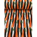 French Terry Sommersweat Karotten Stoff Schwarz Weiß Orange- 180 cm Überbreite – 240g/m²