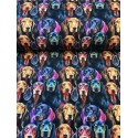French Terry Sommersweat Dackel Stoff Bunt Schwarz - 180 cm Überbreite – 240g/m²