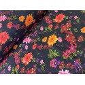 French Terry Sommersweat Blumen Stoff Schwarz Bunt – Blumenmuster Floral - 180 cm – 240g/m²
