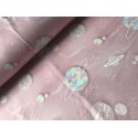 French Terry Sommersweat Weltraum Stoff Planeten Rosa – Galaxy Universum - 180 cm  – 240g/m²