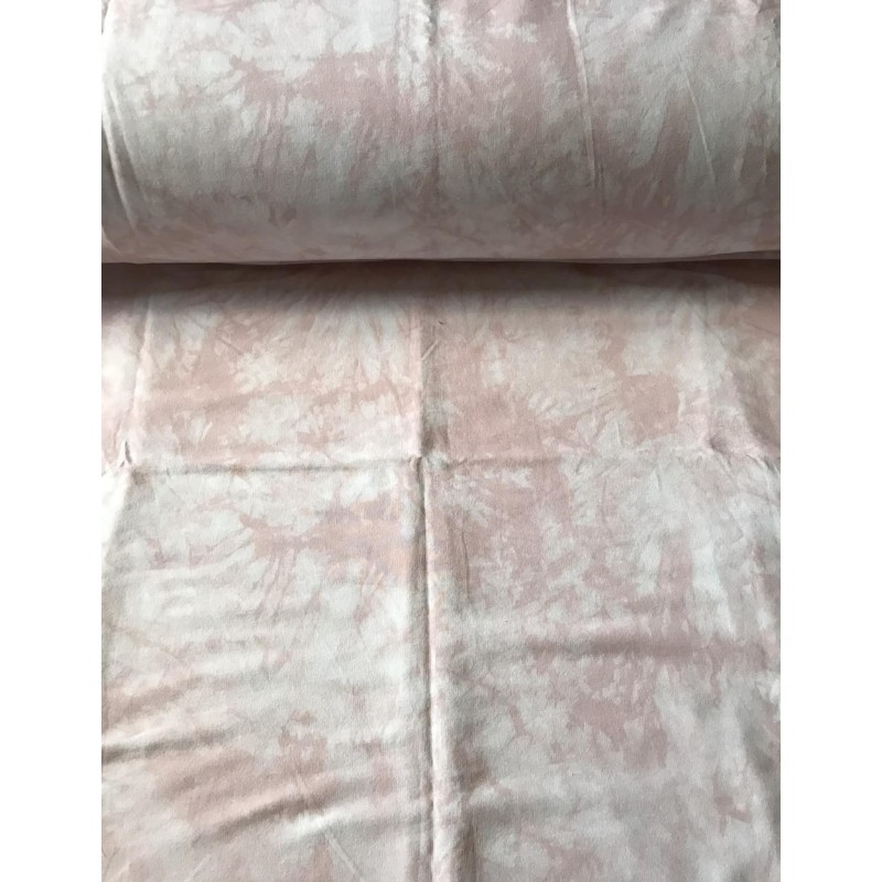 French Terry Sommersweat Batik Marmoriert Altrosa Creme Pastell- 180 cm Überbreite – 240g/m²