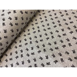 French Terry Sommersweat Papierflieger Flugzeuge Schwarz Grau - 160 cm – 240g/m²
