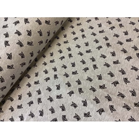 French Terry Sommersweat Origami Füchse Schwarz Grau- 160 cm Überbreite – 240g/m²
