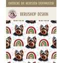 Weihnachten French Terry Sommersweat Yorkshire Terrier Regenbogen Winter Beige Rot Grün  –240 g/m –145cm Eigenproduktion