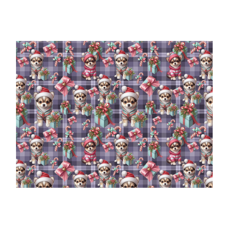 Weihnachten French Terry Sommersweat Chihuahua Geschenke Karo Rosa Mint Lila –240 g/m –145cm Eigenproduktion