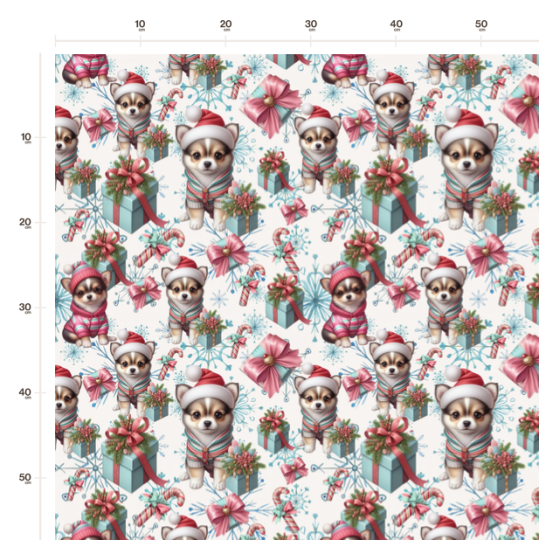 Weihnachten French Terry Sommersweat Chihuahua Schneeflocken Geschenke Rosa Mint  –240 g/m –145cm Eigenproduktion