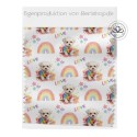 Softshell Stoff Hund Regenbogen Love Bunt – Hunde Blumen Kinder–320 g/m² - 145 cm Meterware Eigenpr