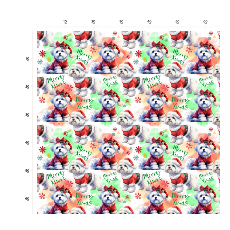 Softshell Stoff Hund Malteser Weihnachten X-Mas Rot Grün – Hunde Winter-  320 g/m² - 145 cm Meterware Eigenpr