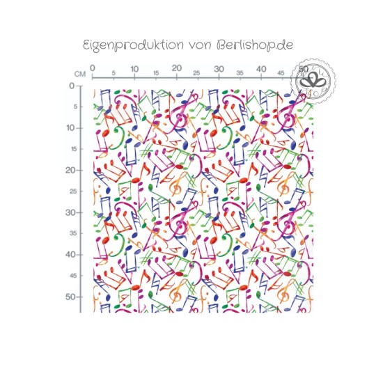 Baumwolle Canvas Musiknoten Stoff 160 cm – Singen Regenbogen Farben – 153 g/m² – Eigenproduktion