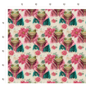 1m Coupon Weihnachten French Terry Sommersweat Frösche Weihnachtssterne Rosa Türkis – 240 g/m² – 145 cm – Eigenproduktion