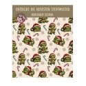 Weihnachten French Terry Sommersweat Drachen Zuckerstangen Schneeflocken Grün Rot – 240 g/m² – 145 cm – Eigenproduktion