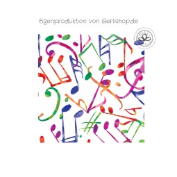 Baumwolle Canvas Stoff - Musiknoten Singen Regenbogen Farben - hochwertige Eigenproduktion