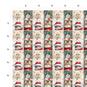 1m Coupon Weihnachten French Terry Katzen Kätzchen Schneeflocken Mützen Rot Türkis – 240 g/m² – 145 cm – Eigenproduktion