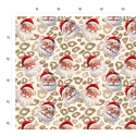 1m Coupon Weihnachten French Terry Sommersweat Weihnachtsmann Leo Muster Beige Rot – 240 g/m² – 145 cm – Eigenproduktion