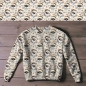 Weihnachten French Terry Sommersweat Pinguin Winter Leo Mütze Beige Hellblau – 240 g/m² – 145 cm – Eigenproduktion
