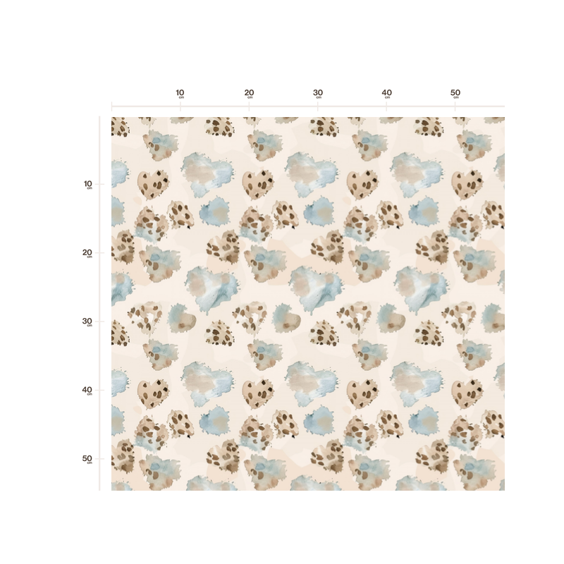 French Terry Sommersweat Leo Aquarell Muster Beige Hellblau Creme – 240 g/m² – 145 cm – Eigenproduktion