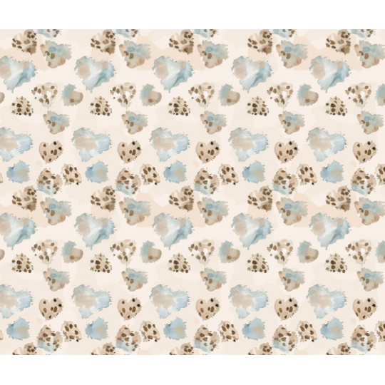 1m Coupon French Terry Sommersweat Leo Aquarell Muster Beige Hellblau Creme – 240 g/m² – 145 cm – Eigenproduktion