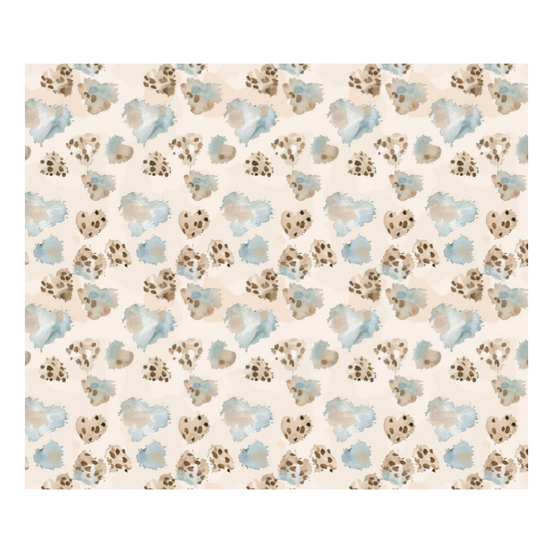 1m Coupon French Terry Sommersweat Leo Aquarell Muster Beige Hellblau Creme – 240 g/m² – 145 cm – Eigenproduktion