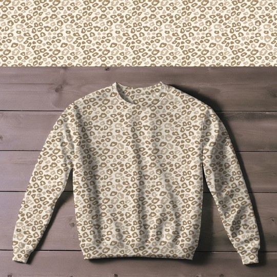 1m Coupon French Terry Sommersweat Leo Muster Beige Creme – 240 g/m² – 145 cm – Eigenproduktion