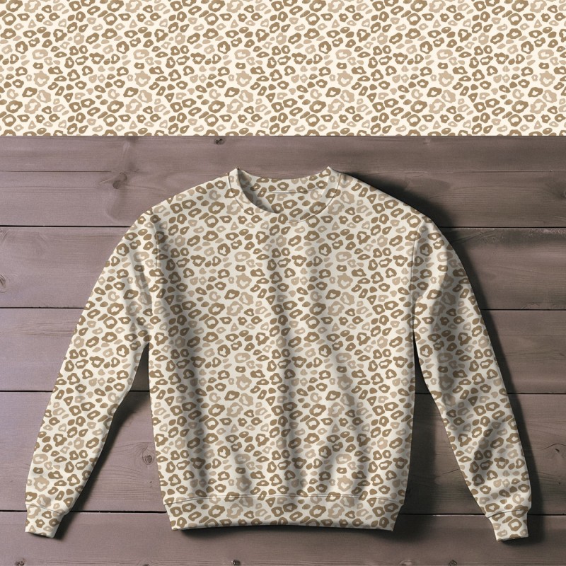 French Terry Sommersweat Leo Muster Beige Creme – 240 g/m² – 145 cm – Eigenproduktion