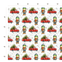 Weihnachten French Terry Sommersweat Dino Pickup Weihnachtsbaum Rot Grün – 240 g/m² – 145 cm – Eigenproduktion