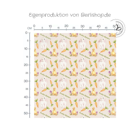 Baumwolle Canvas Stoff - rohe Ostern Hasen Kücken und Karotten Rosa - hochwertige Eigenproduktion