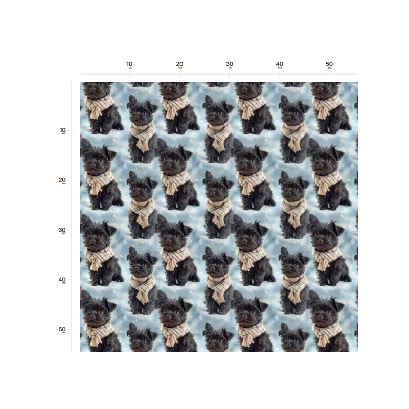 Weihnachten French Terry Sommersweat Terrier Hund Schal Schnee Blau Beige – 240 g/m² – 145 cm – Eigenproduktion