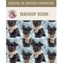 Weihnachten French Terry Sommersweat Terrier Hund Schal Schnee Blau Beige – 240 g/m² – 145 cm – Eigenproduktion