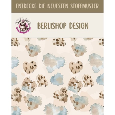 1m Coupon French Terry Sommersweat Leo Aquarell Muster Beige Hellblau Creme – 240 g/m² – 145 cm – Eigenproduktion