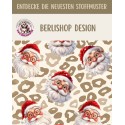 1m Coupon Weihnachten French Terry Sommersweat Weihnachtsmann Leo Muster Beige Rot – 240 g/m² – 145 cm – Eigenproduktion