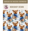 1m Coupon Weihnachten French Terry Sommersweat Yorkshire Terrier Hund Schal Schnee Blau – 240 g/m² – 145 cm – Eigenproduktion
