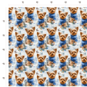 1m Coupon Weihnachten French Terry Sommersweat Yorkshire Terrier Hund Schal Schnee Blau – 240 g/m² – 145 cm – Eigenproduktion