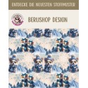 Weihnachten French Terry Sommersweat Hunde Winter Mütze Schal Schneeflocken Blau – 240 g/m² – 145 cm – Eigenproduktion