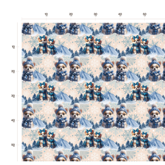 Weihnachten French Terry Sommersweat Hunde Winter Mütze Schal Schneeflocken Blau – 240 g/m² – 145 cm – Eigenproduktion