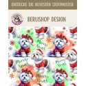 Weihnachten French Terry Sommersweat Malteser Hunde Merry Xmas Rot Grün – 240 g/m² – 145 cm – Eigenproduktion