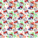 Weihnachten French Terry Sommersweat Malteser Hunde Merry Xmas Rot Grün – 240 g/m² – 145 cm – Eigenproduktion