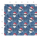 Weihnachten French Terry Sommersweat Weihnachtsmann Sonnenbrille Blau Rot – 240 g/m² – 145 cm – Eigenproduktion