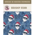 1m Coupon Weihnachten French Terry Sommersweat Weihnachtsmann Sonnenbrille Blau Rot – 240 g/m² – 145 cm – Eigenproduktion