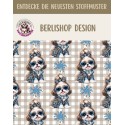 50 cm Baumwolle Canvas Shih Tzu Stoff Blau Beige – Hunde Muster Leo Karo Tierstoff Meterware 160 cm 153 g/m Eigenproduktion