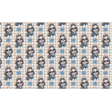 50 cm Baumwolle Canvas Shih Tzu Stoff Blau Beige – Hunde Muster Leo Karo Tierstoff Meterware 160 cm 153 g/m Eigenproduktion