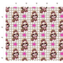 50 cm Baumwolle Canvas Shih Tzu Stoff Pink Beige – Hunde Muster Leo Karo Tierstoff Meterware 160 cm 153 g/m Eigenproduktion