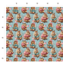 50 cm Baumwolle Canvas Weihnachten Capybara Türkis / Rosa  Meterware 160 cm 153 g/m Eigenproduktion